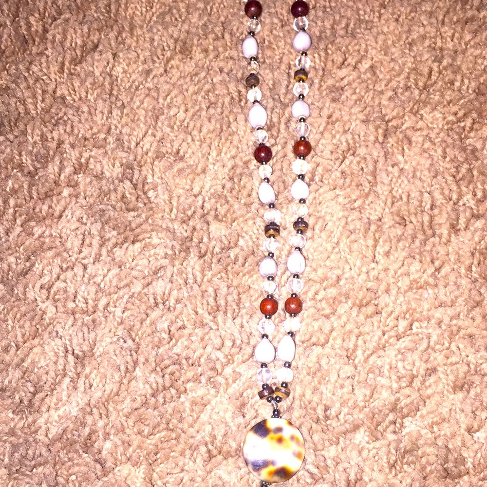 Unique Crystal,brown,gray beaded necklace